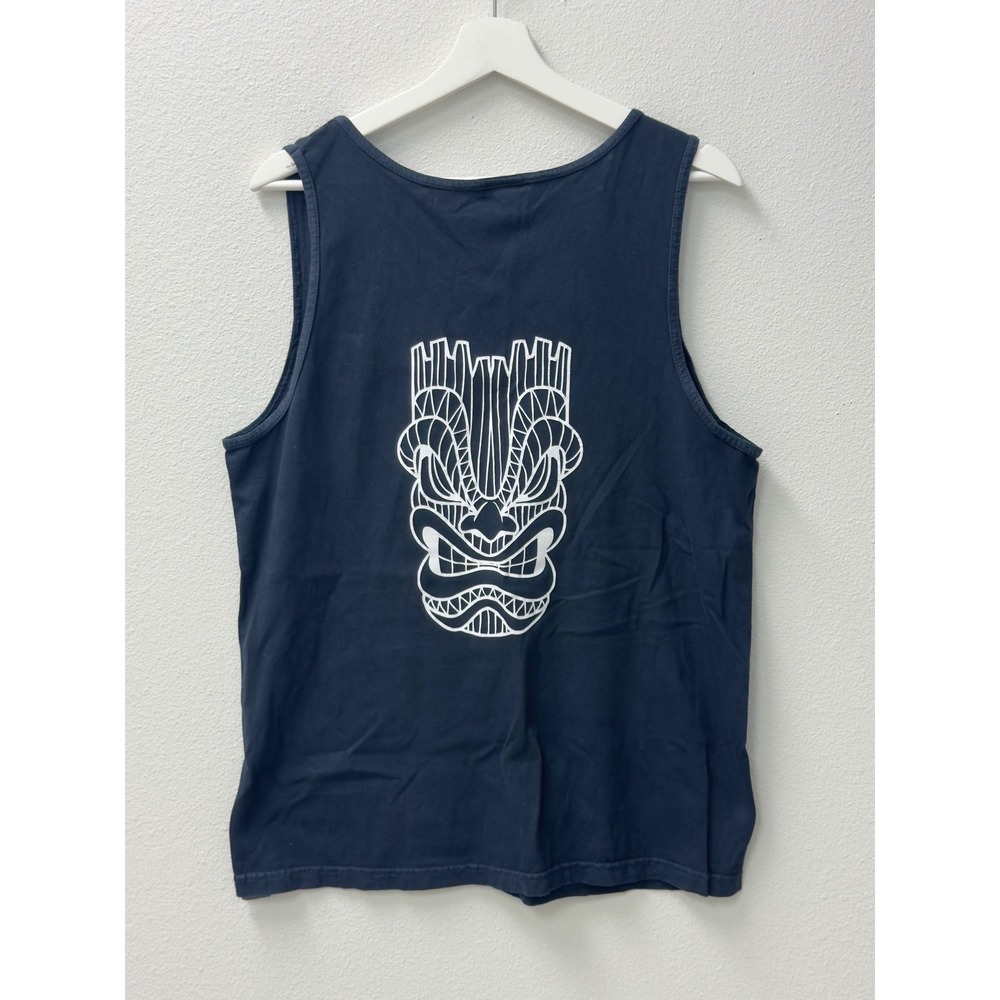 Comfort Colors Tiki Mask Graphic Tank Top Mens Medium Black Bohemian‎ Streetwear